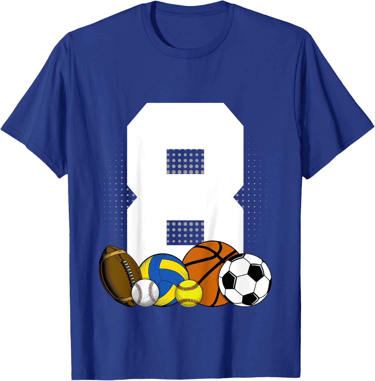 Kids 8 years Birthday Sports Kids Boys 8th Birthday Baller T-Shirt - T-Shirt | Royal
