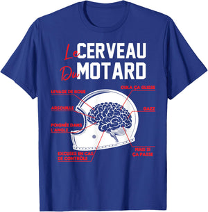 Birthday Gift Motorcycle Cross Biker Brain , Black, S T-Shirt - T-Shirt | Royal