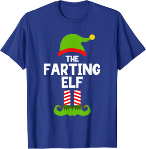 Funny The Farting Elf Christmas Family Party Pajama Fart T-Shirt - T-Shirt | Royal