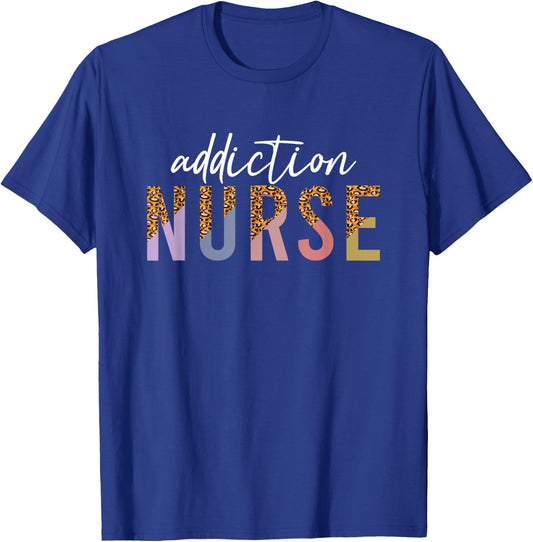 Addiction Recovery Nurse Rehab Nurse Leopard Print T-Shirt - T-Shirt | Royal