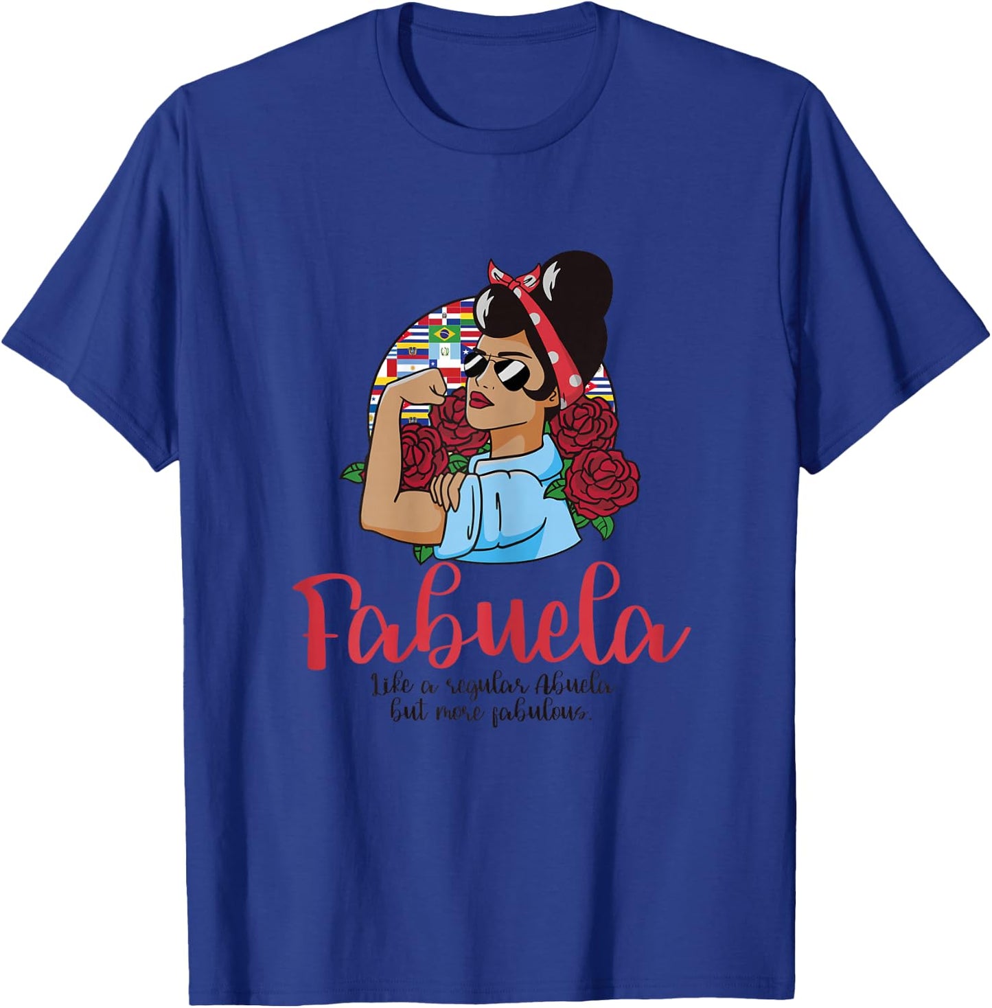 Fabuela Like a Regular Abuela But More Fabulous Messy Bun T-Shirt - T-Shirt | Royal