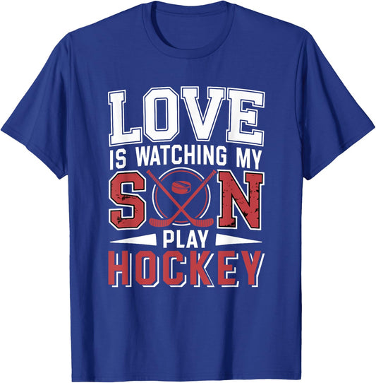 Love Watching My Son Play Hockey Funny Player Fan T-Shirt - T-Shirt | Royal
