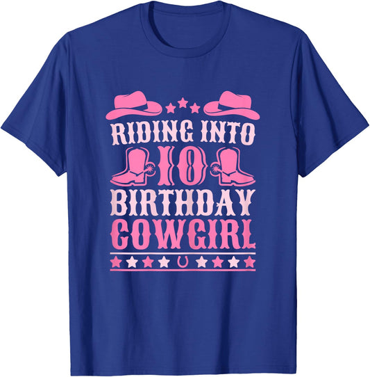 10yr Birthday Cowgirl Outfit 10 Year Old Girl 10th Birthday T-Shirt - T-Shirt | Royal