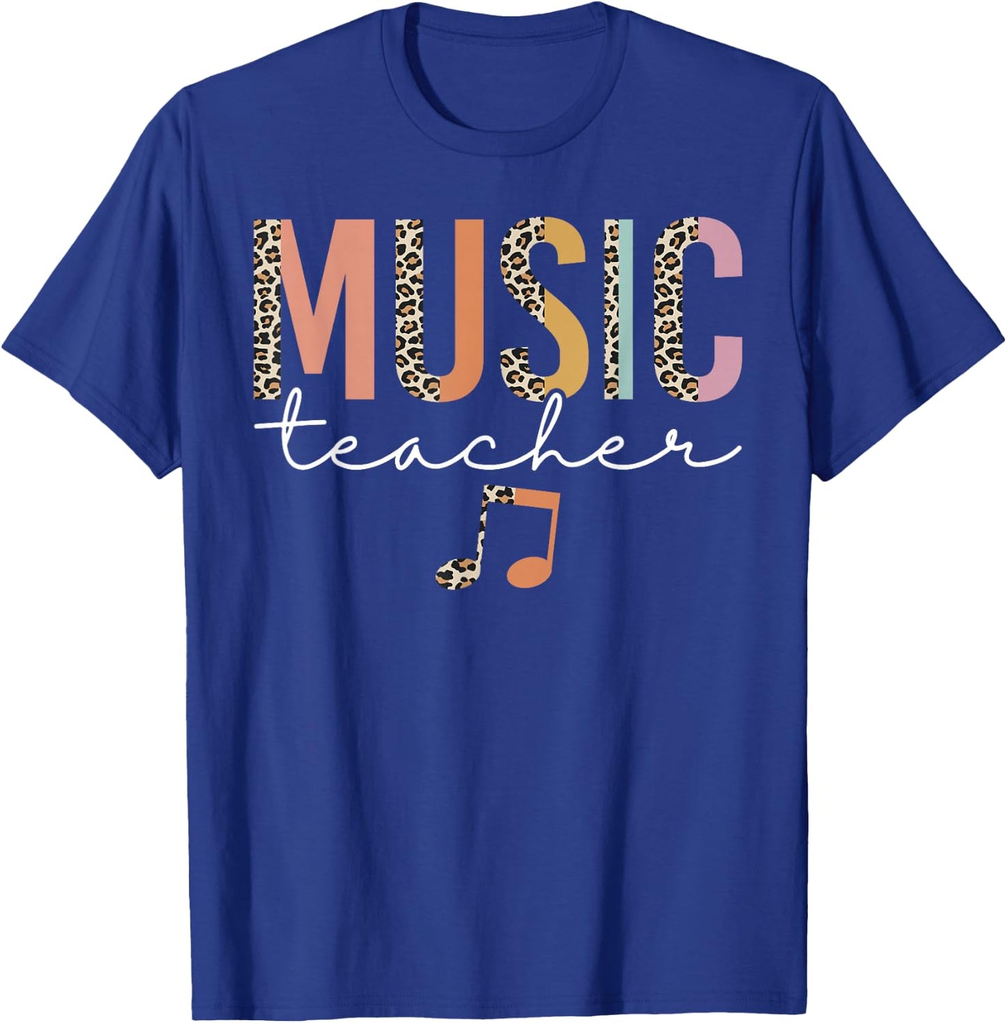 Leopard Music Teacher Teaching Musician Cute Back To School T-Shirt - T-Shirt | Royal