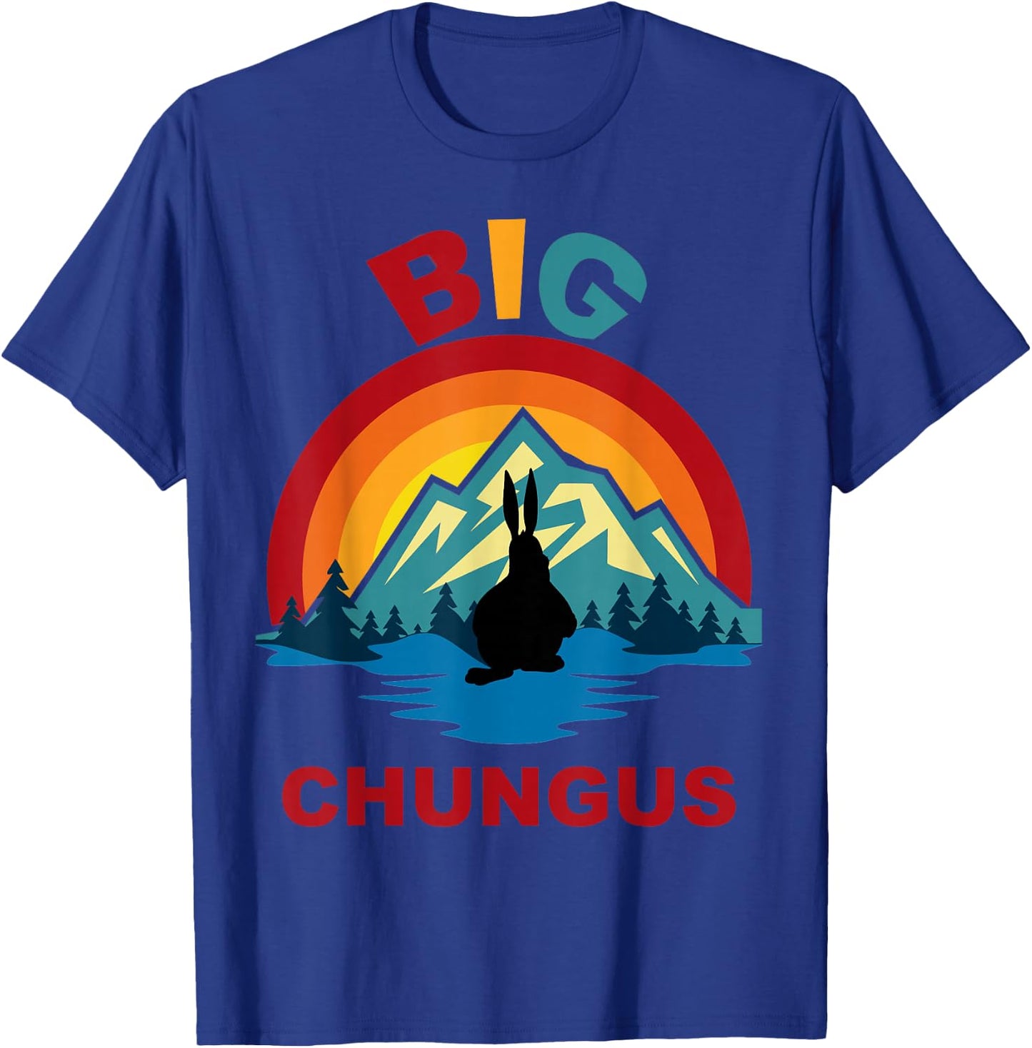 Big Chungus Retro Fat Bunny Sunset T-Shirt - T-Shirt | Royal