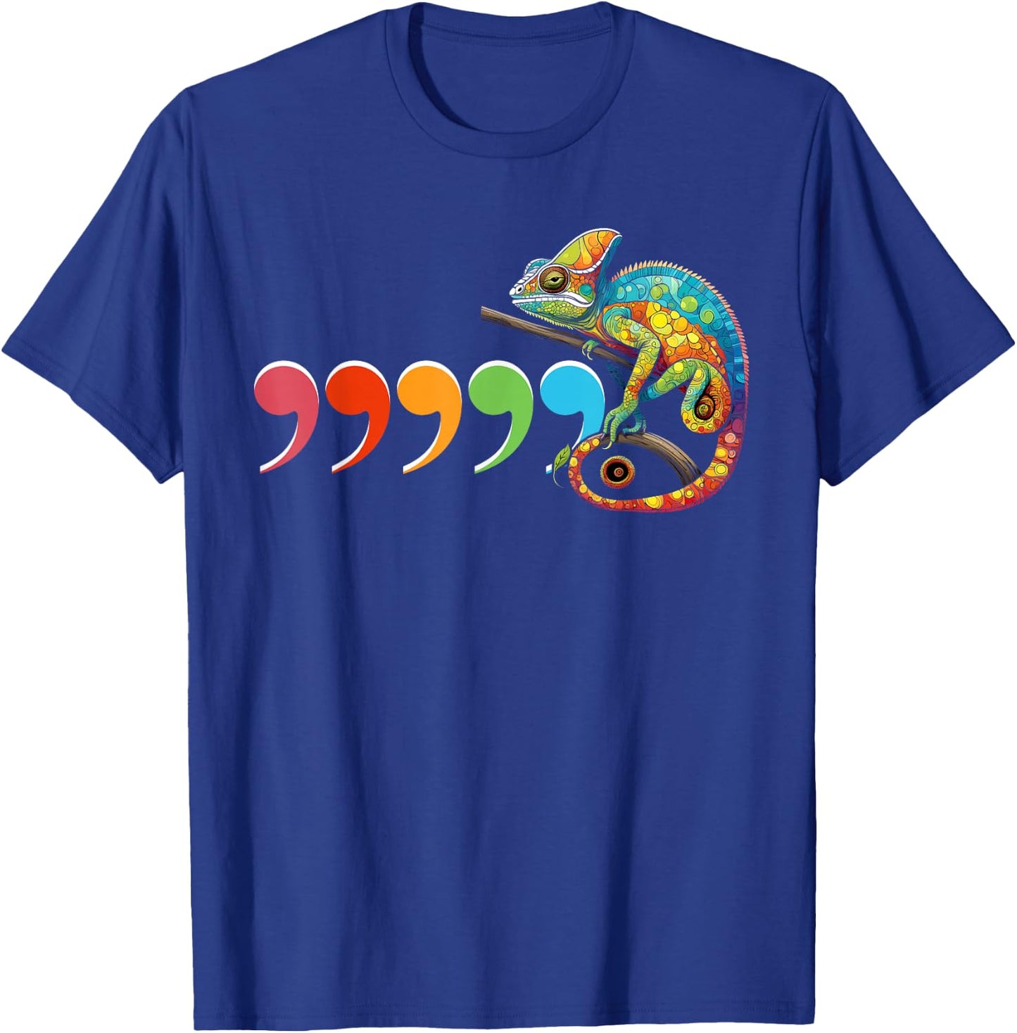 Comma Chameleon Funny 80's Throwback T-Shirt - T-Shirt | Royal