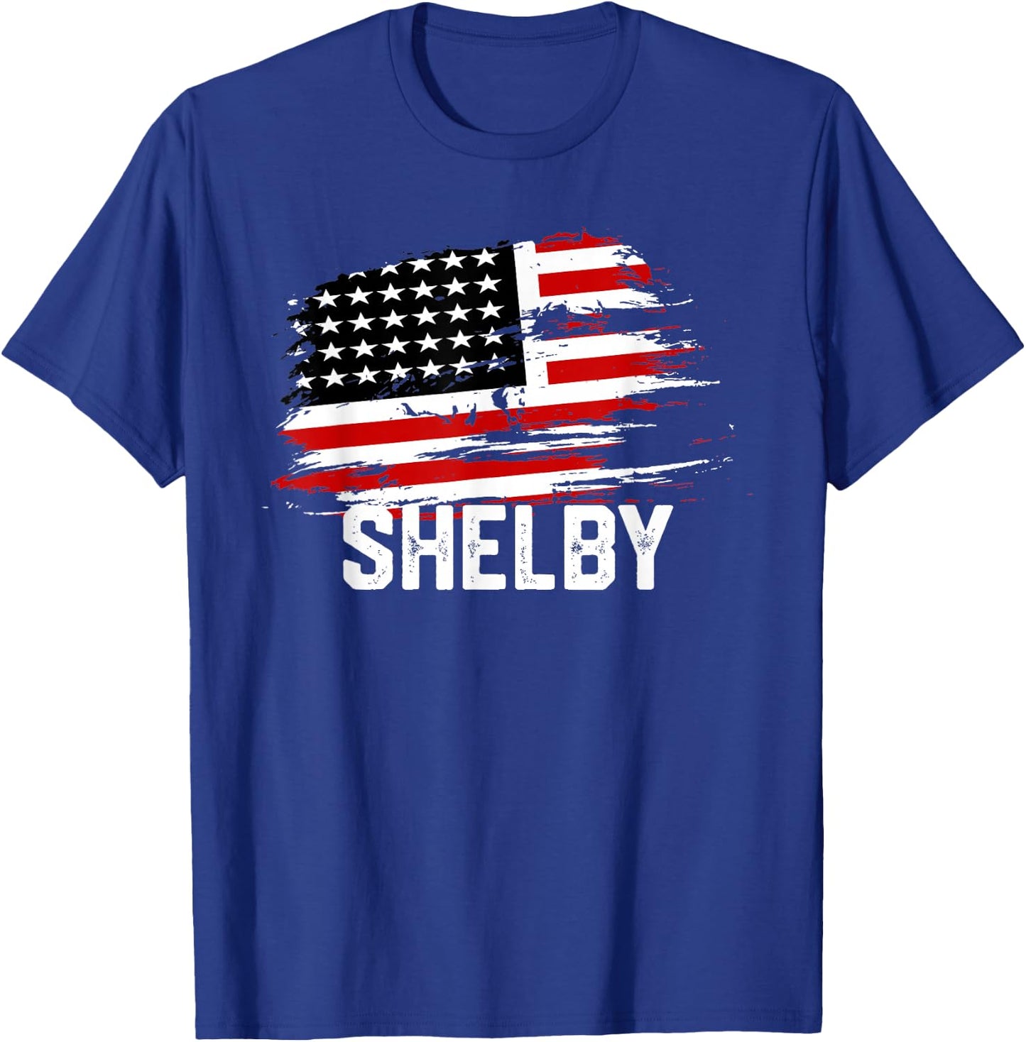 SHELBY USA Flag Personalized 4th of July SHELBY T-Shirt - T-Shirt | Royal