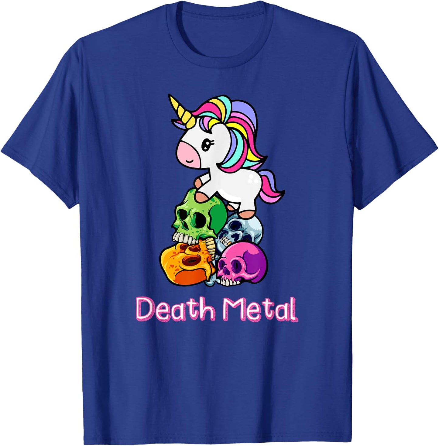 Death Metal Unicorn. Funny Cute Rock Metal, Emo, Alternative T-Shirt - T-Shirt | Royal