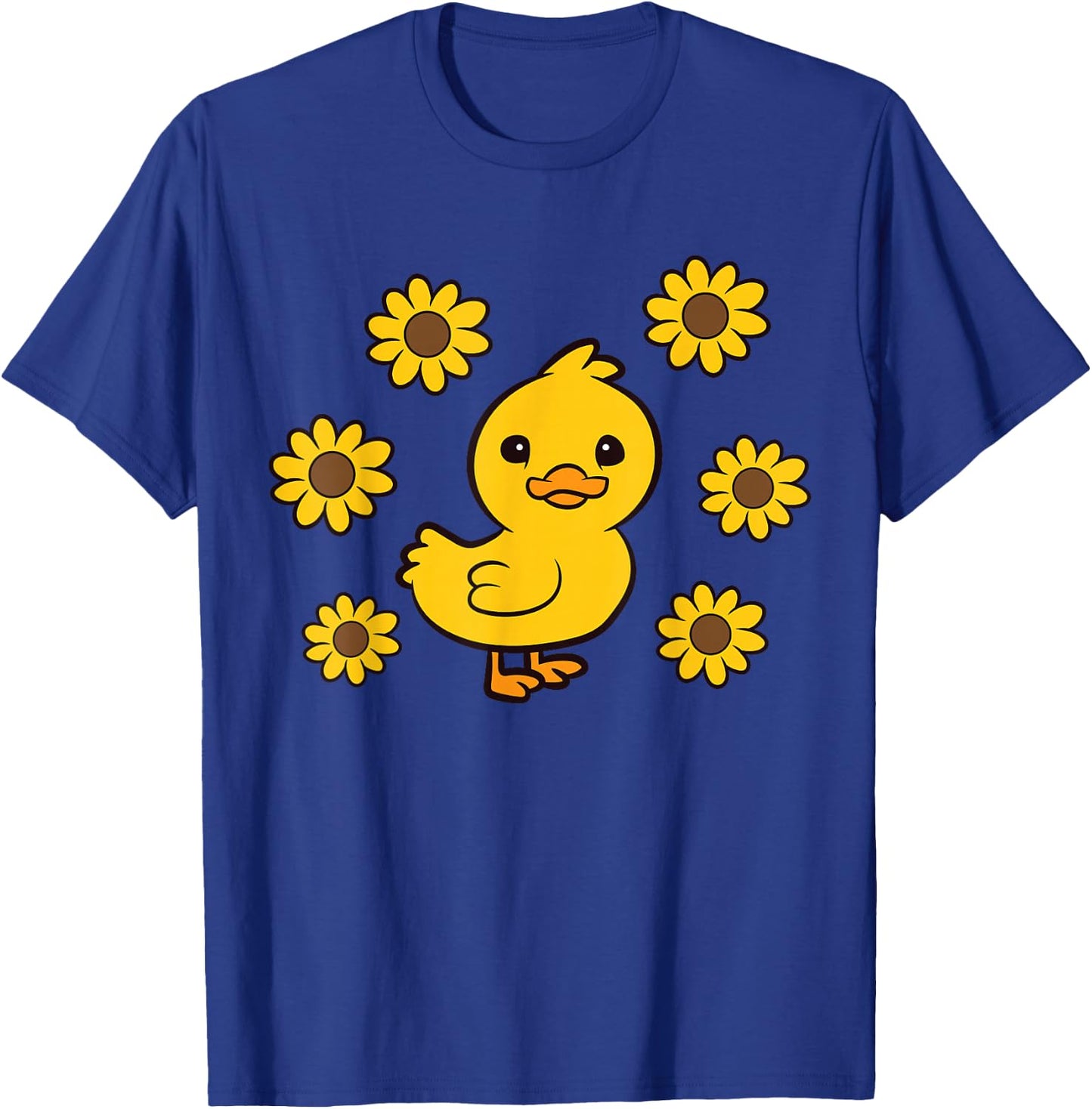 Cute Duck Summer Sunflower Kawaii Duck T-Shirt - T-Shirt | Royal