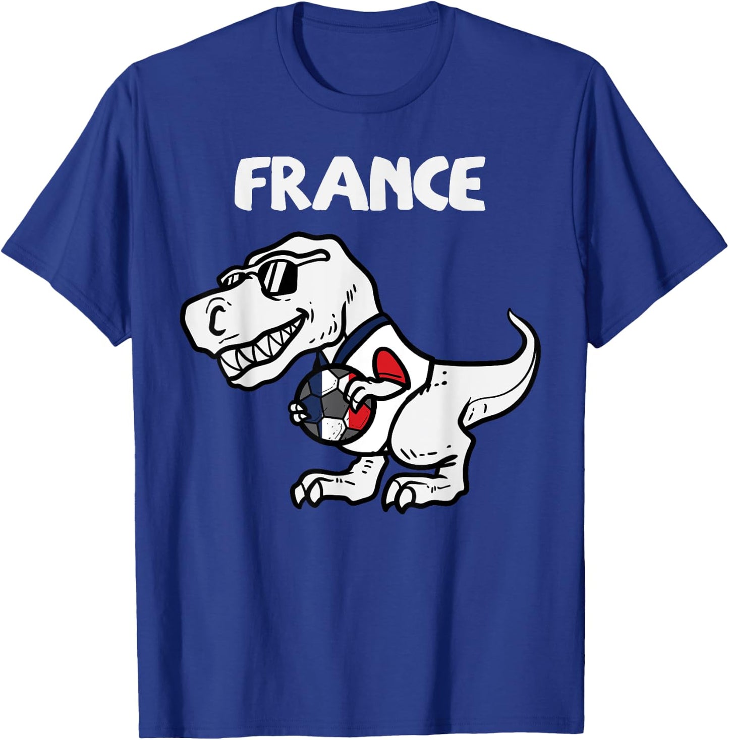France Trex Dino French Flag Soccer Fan Boys Kids Toddler T-Shirt - T-Shirt | Royal
