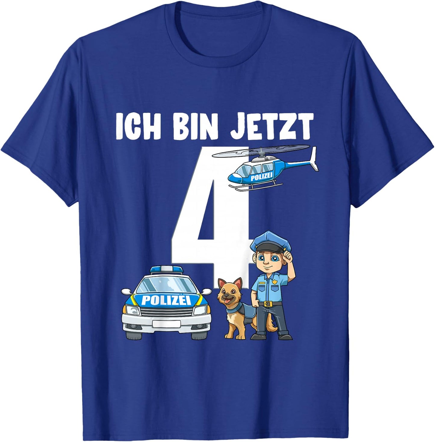 Children's 4th Birthday Police Shirt - 4 Years Old Gift , black T-Shirt - T-Shirt | Royal