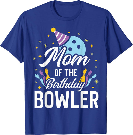 Mom Of The Birthday Bowler Bowling Party Matching Family T-Shirt - T-Shirt | Royal