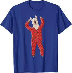 Alpaca Llama with Red Buffalo Plaid Pajamas Girl Boy Llama T-Shirt - T-Shirt | Royal