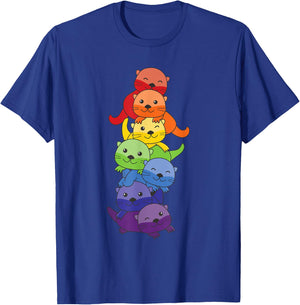 Rainbow Flag Pride Month LGBTQ Rainbow Otter T-Shirt - T-Shirt | Royal