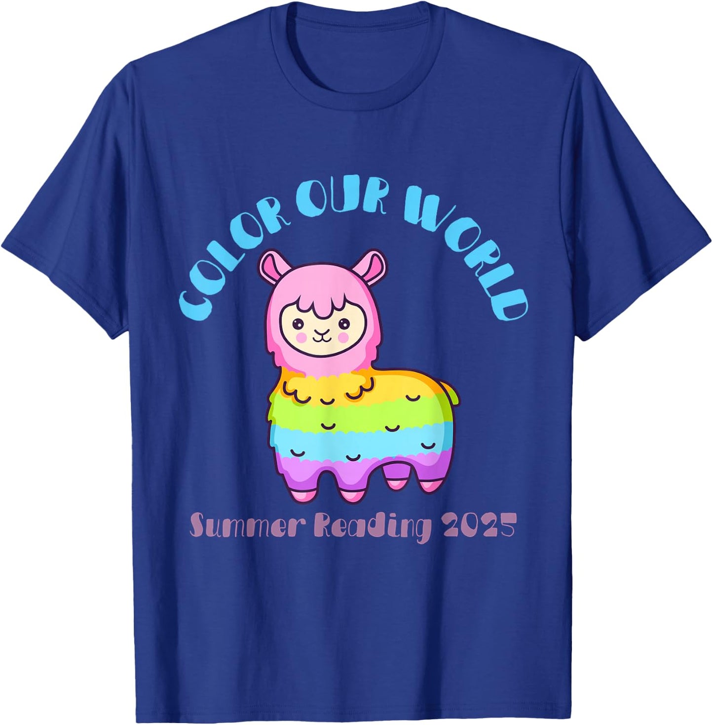 Color Our World Summer 2025 Reading Program- Llama T-Shirt - T-Shirt | Royal