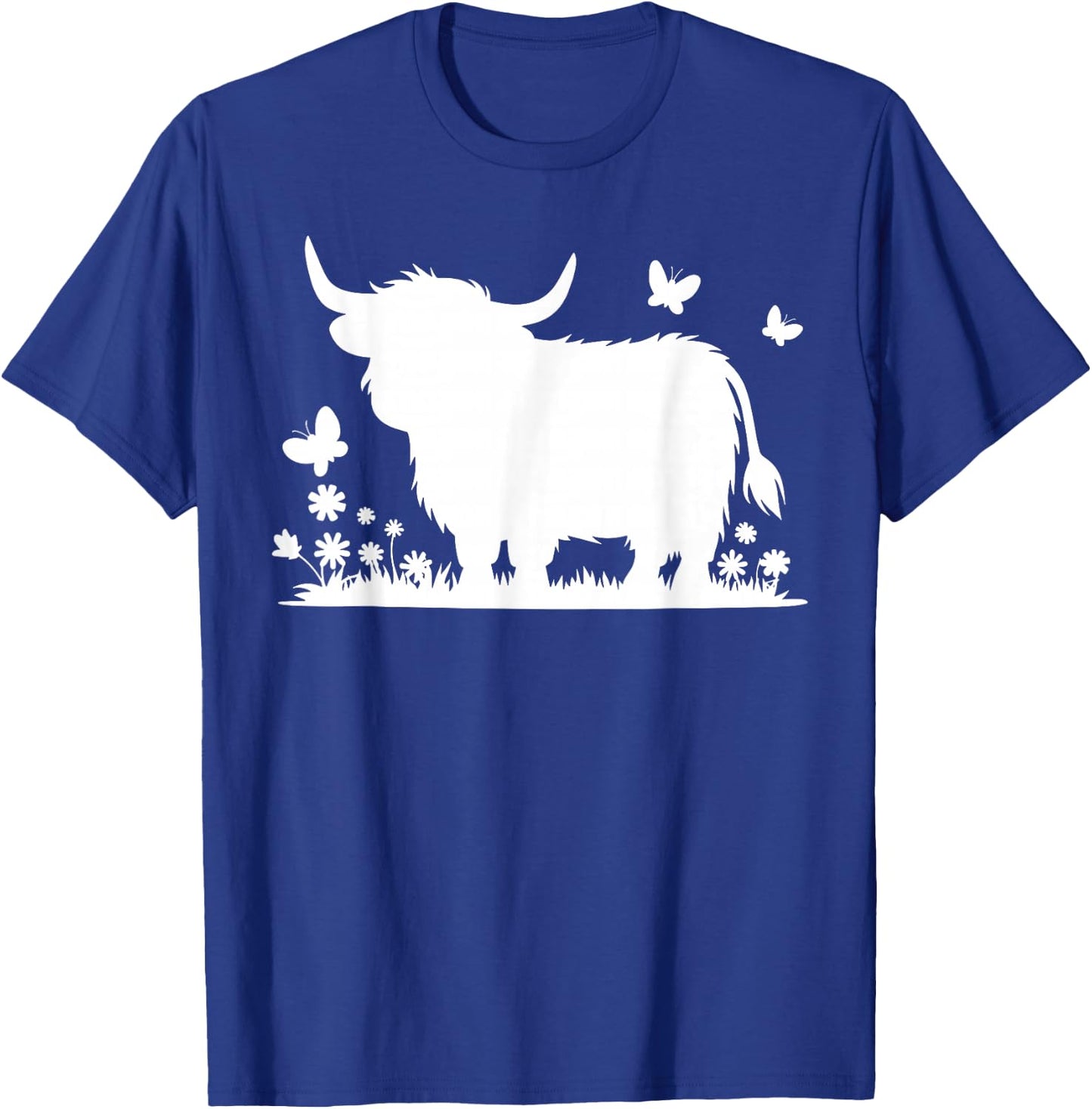 Scottish Highland Cow Cattle Hairy Cow Flowers Woman T-Shirt - T-Shirt | Royal