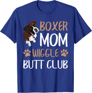 Boxer Mom Wiggle Butt Club Dog Lover T-Shirt - T-Shirt | Royal