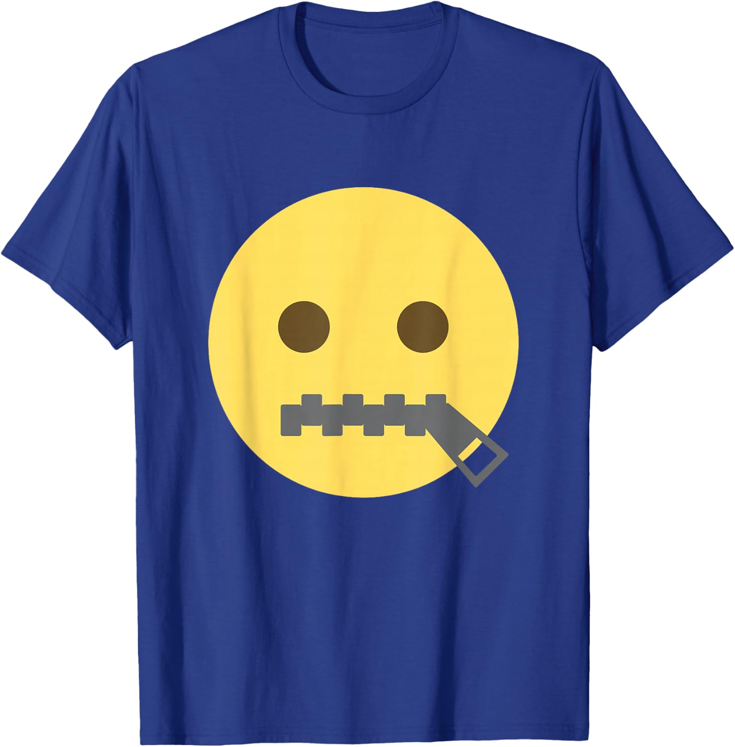 Zipper-Mouth Face Emoticon Lips Sealed Zip It T-Shirt - T-Shirt | Royal