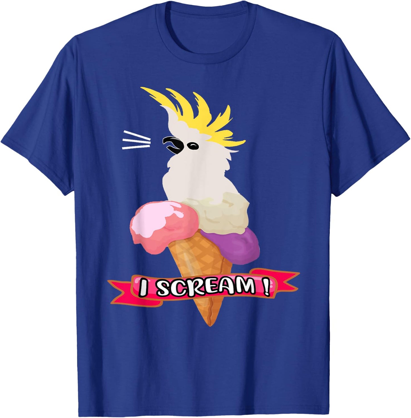 Sulfur Crested Cockatoo Ice Cream Parrot - Cockatoo . T-Shirt - T-Shirt | Royal