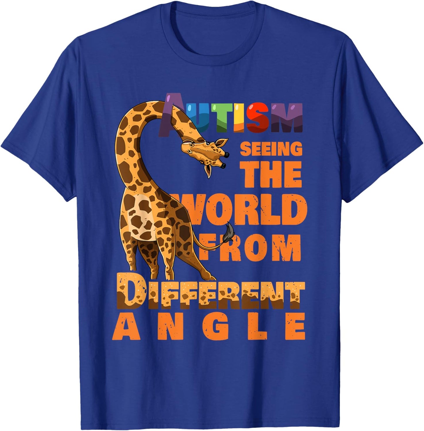 National Disability Campaign Love Asperger Warrior Autism Awareness Giraffe Lover Inspiring Gift Men Women Kids T-Shirt - T-Shirt | Royal