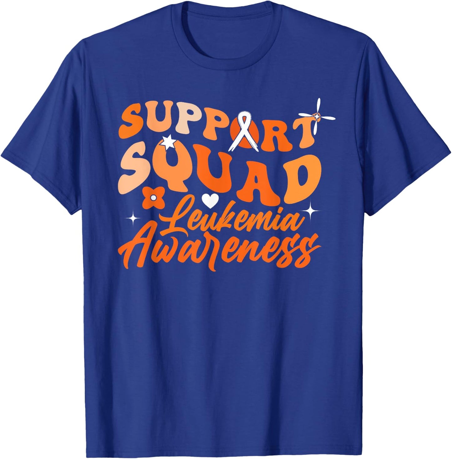Support Squad Orange Ribbon Leukemia Blood Cancer Awareness T-Shirt - T-Shirt | Royal