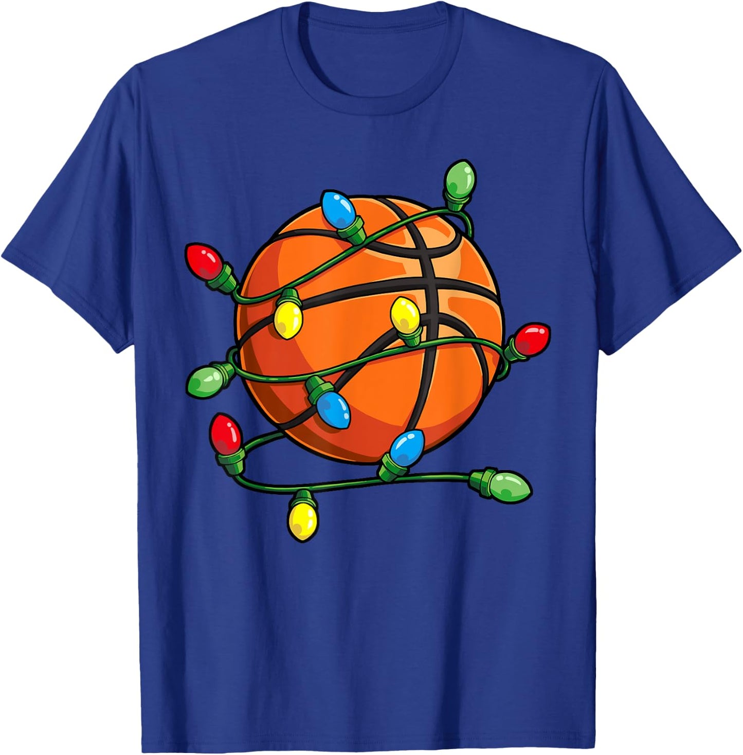 Christmas Basketball Ball Xmas Lights Funny Boys Men Sport T-Shirt - T-Shirt | Royal