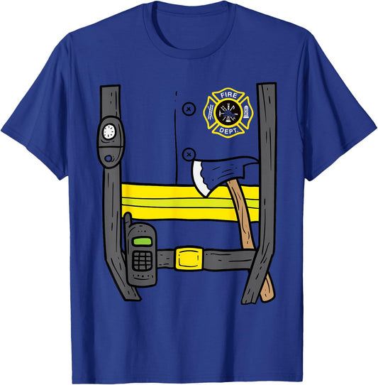 Firefighter Fireman Easy Lazy DIY Halloween Costume Boys T-Shirt - T-Shirt | Royal