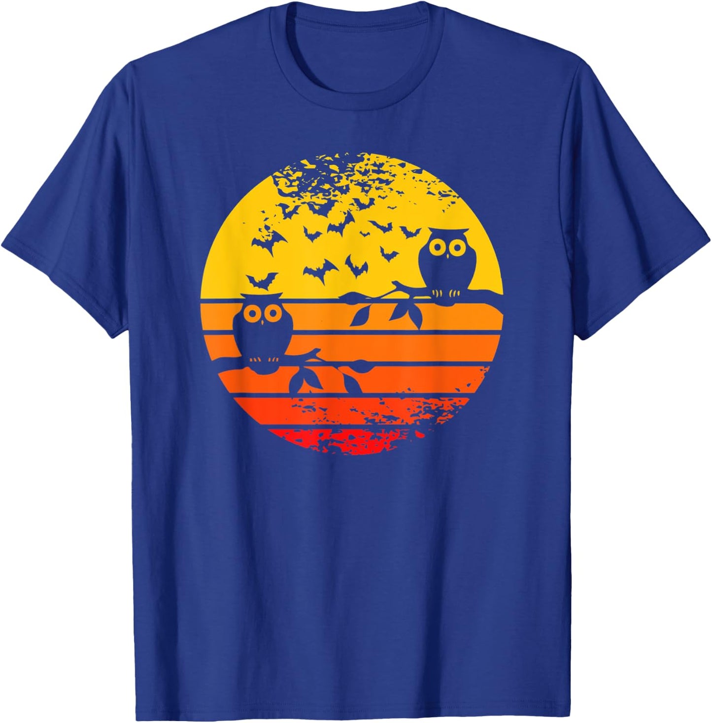 Retro Vintage Halloween Full Moon Owl - Halloween Costume T-Shirt - T-Shirt | Royal