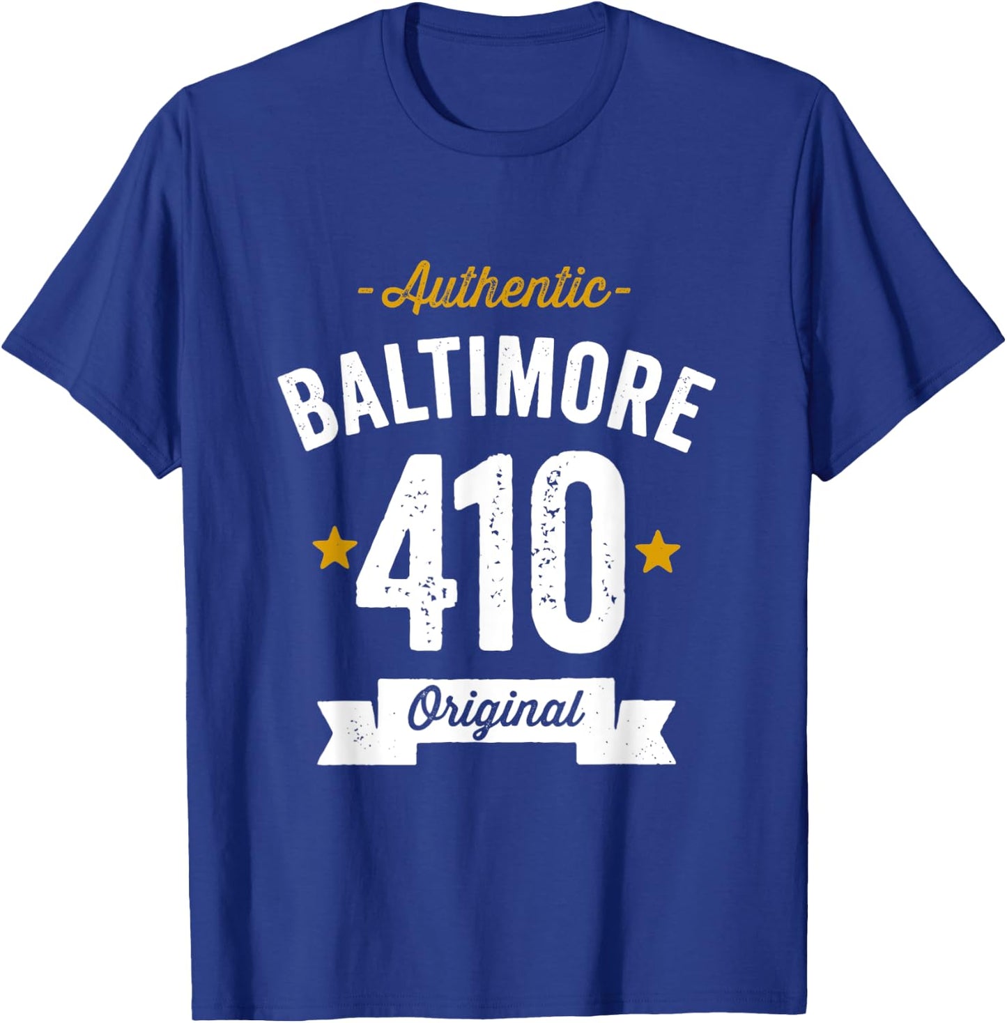 410 Baltimore Area Code Distressed Authentic (Dark) T-Shirt - T-Shirt | Royal