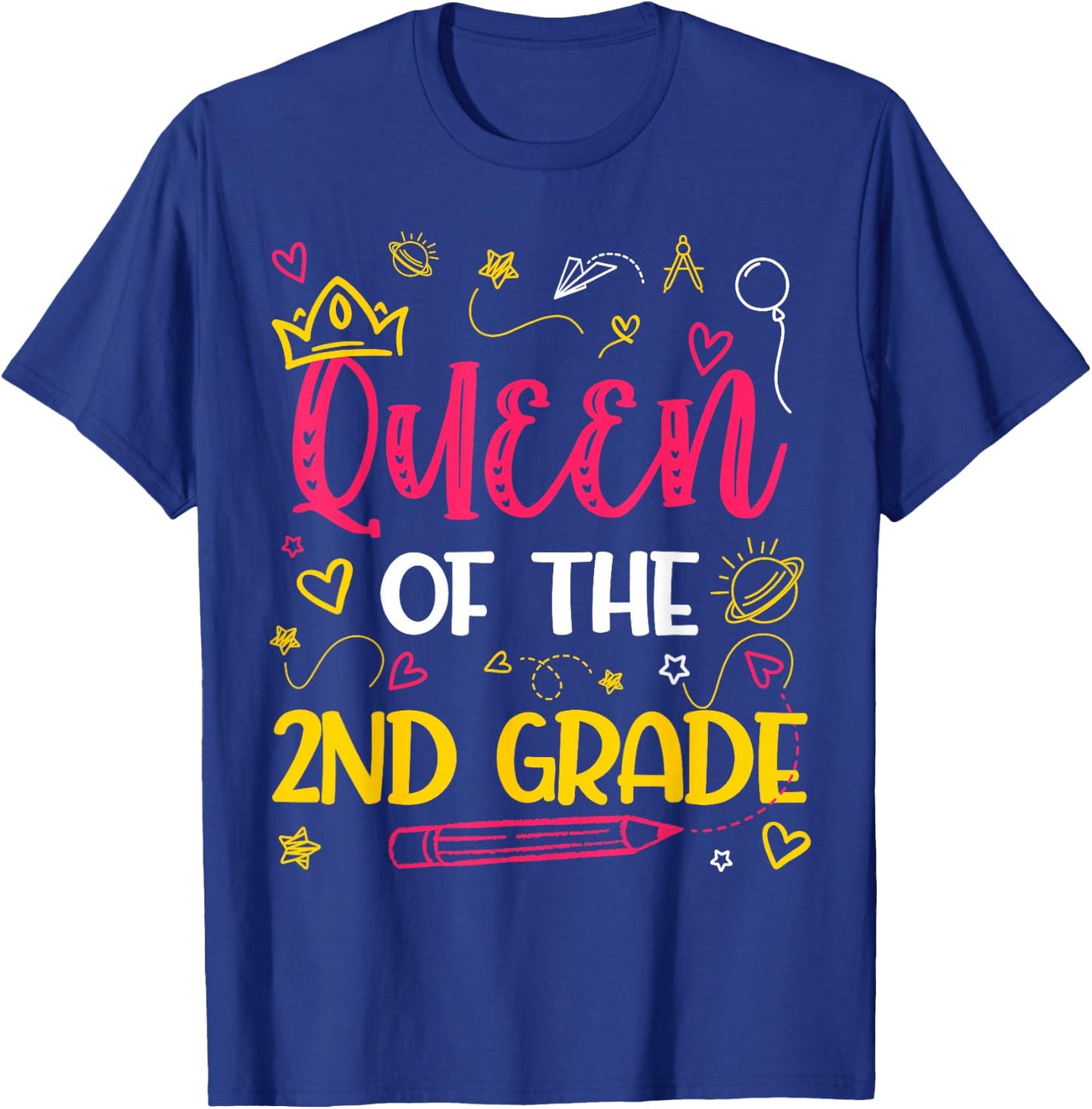 Queen Of 2nd Grade Back To School Second Grade Gifts Girls T-Shirt - T-Shirt | Royal