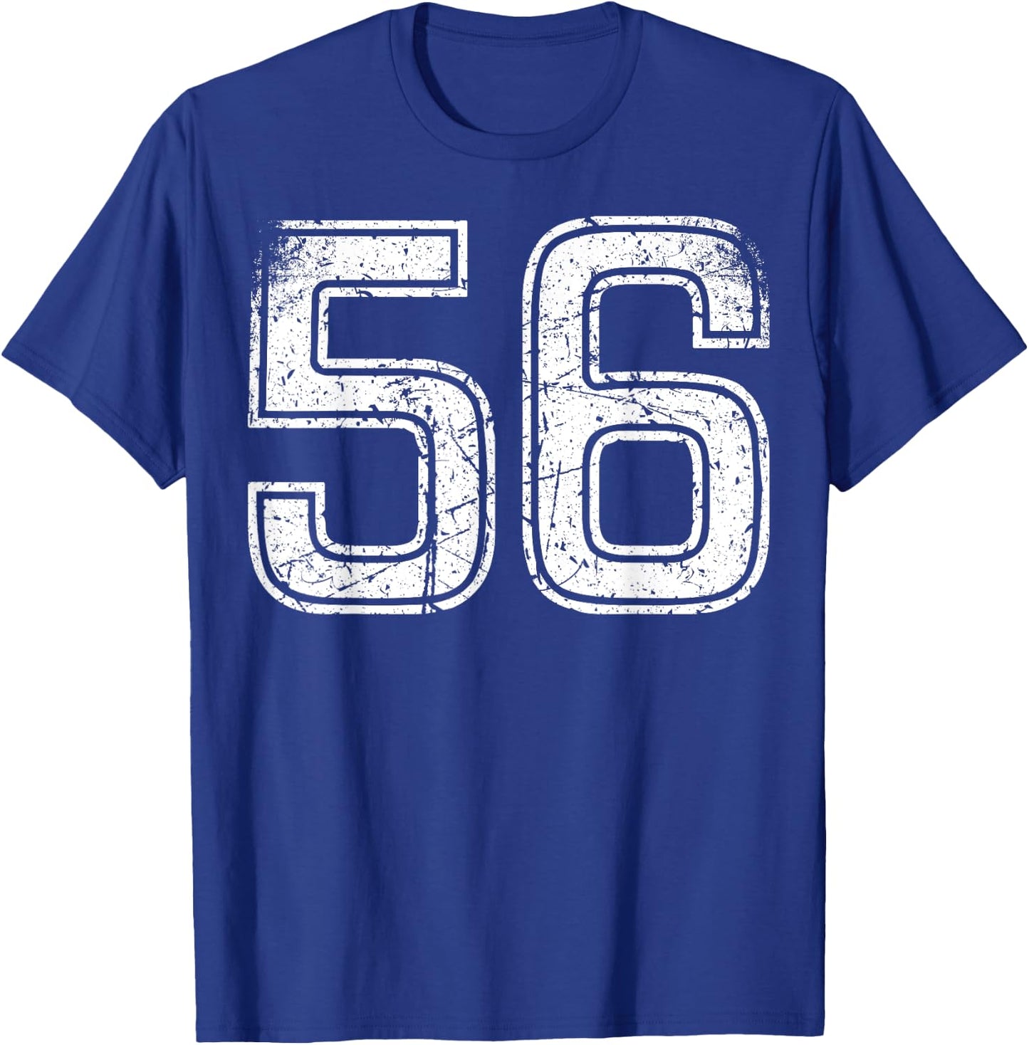 Number #56 Sport White Vintage Number T-Shirt - T-Shirt | Royal