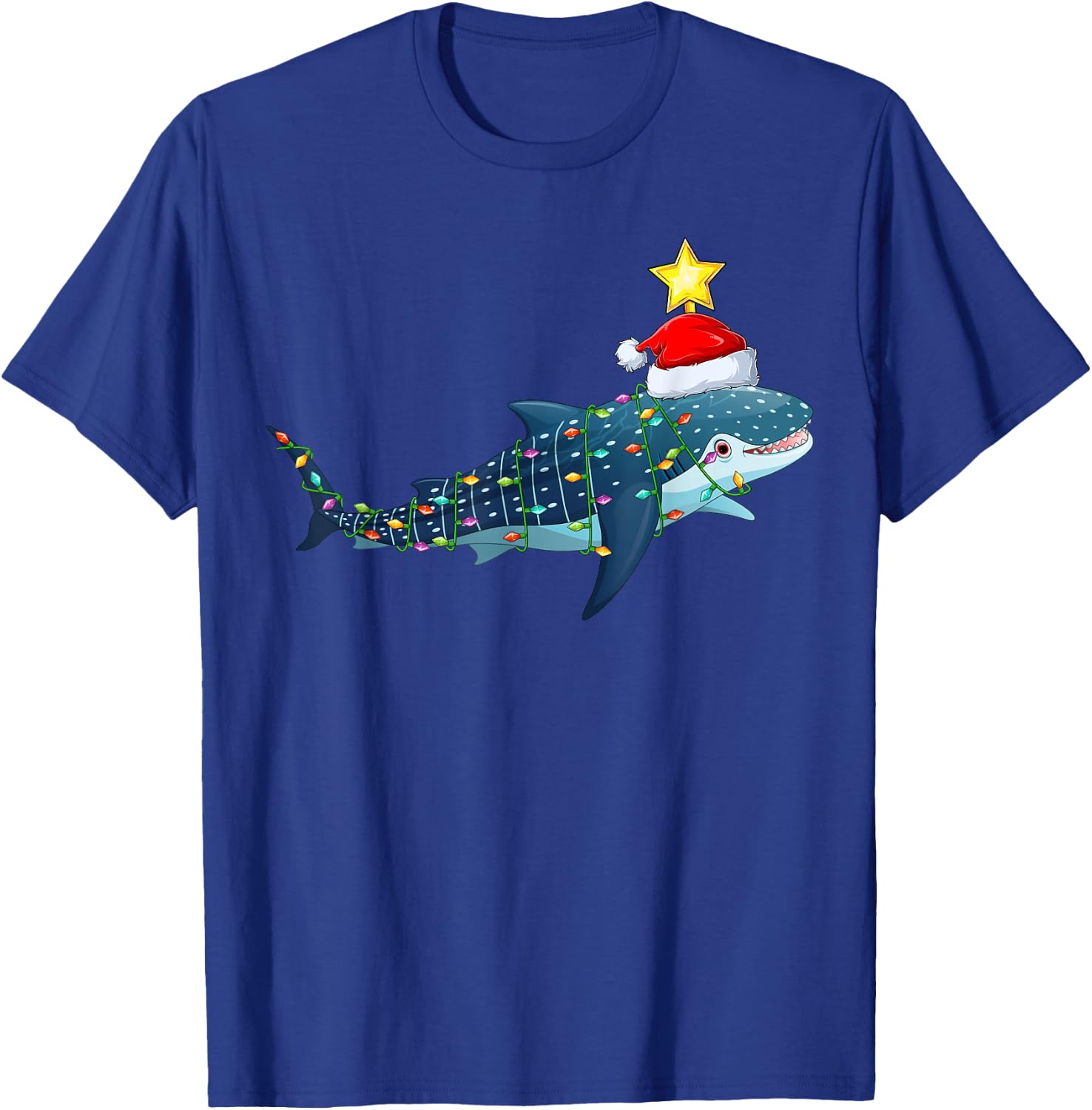 Whale Shark Xmas Tree Lighting Santa Whale Shark Christmas T-Shirt - T-Shirt | Royal