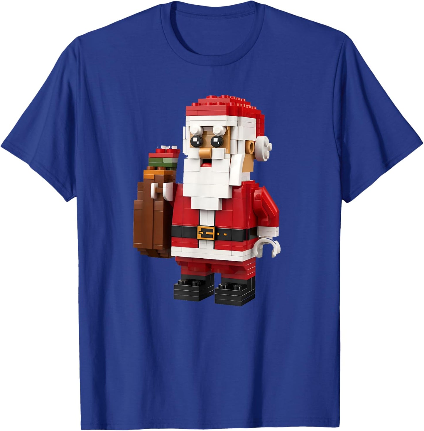 Christmas Builder Block Brick Building Santa Face Kids Boys T-Shirt - T-Shirt | Royal