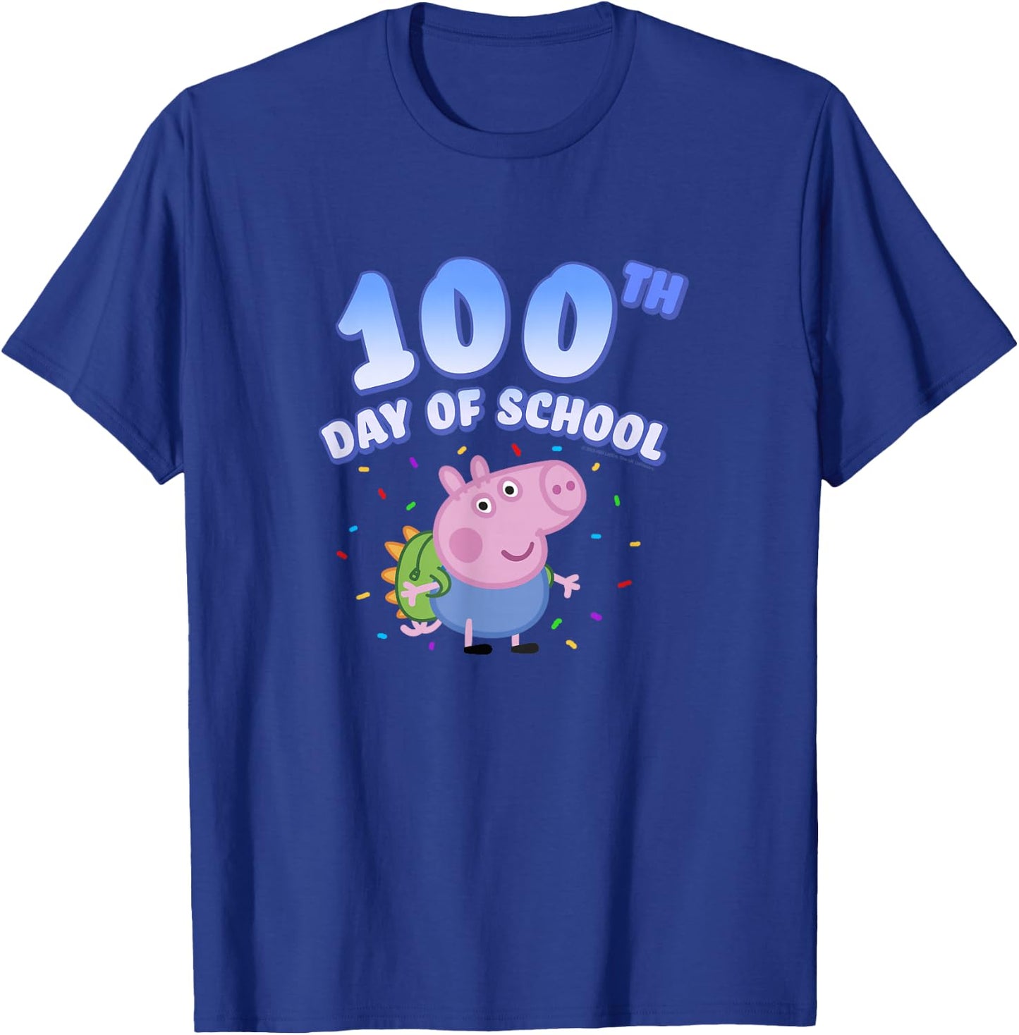 Peppa Pig George Pig 100th Day Of School Fun Confetti Pose T-Shirt - T-Shirt | Royal