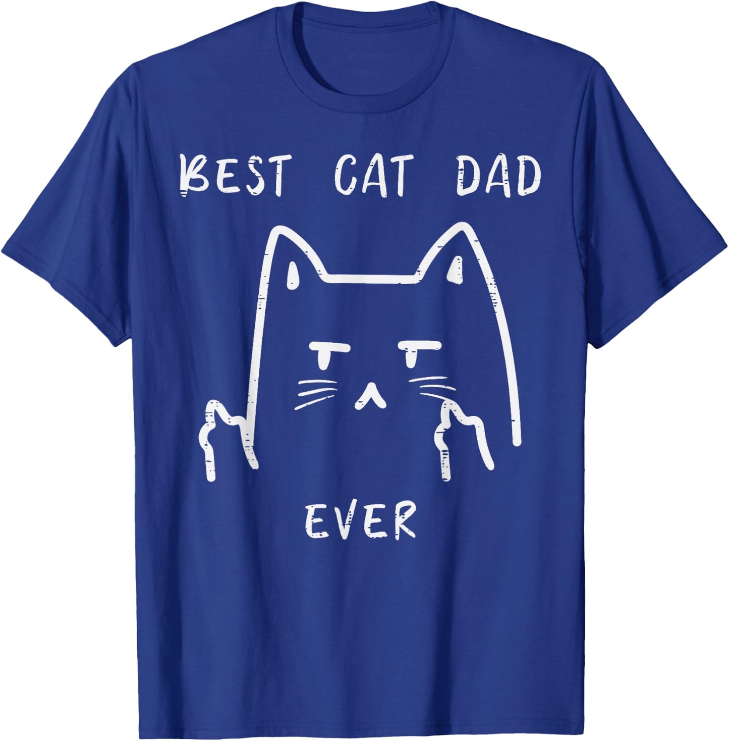 Fathers Day Best Cat Dad Ever Finger Funny Fur Daddy Papa T-Shirt - T-Shirt | Royal