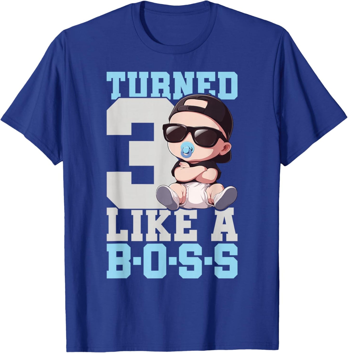 Baby 3rd Birthday Boy Girl 3 Years Like a Boss Kids T-Shirt - T-Shirt | Royal