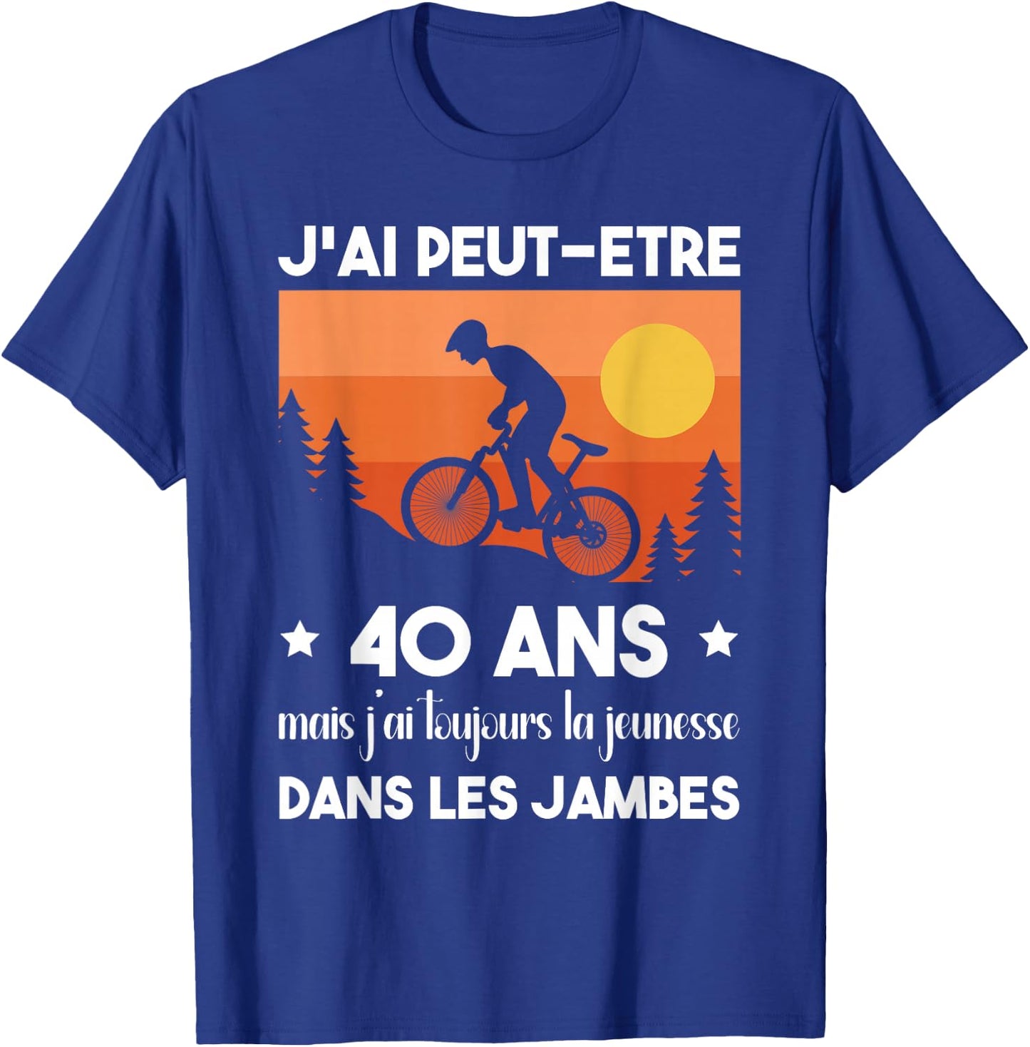 40 Years Birthday Bicycle Vintage Humor Cycling , Black, S T-Shirt - T-Shirt | Royal