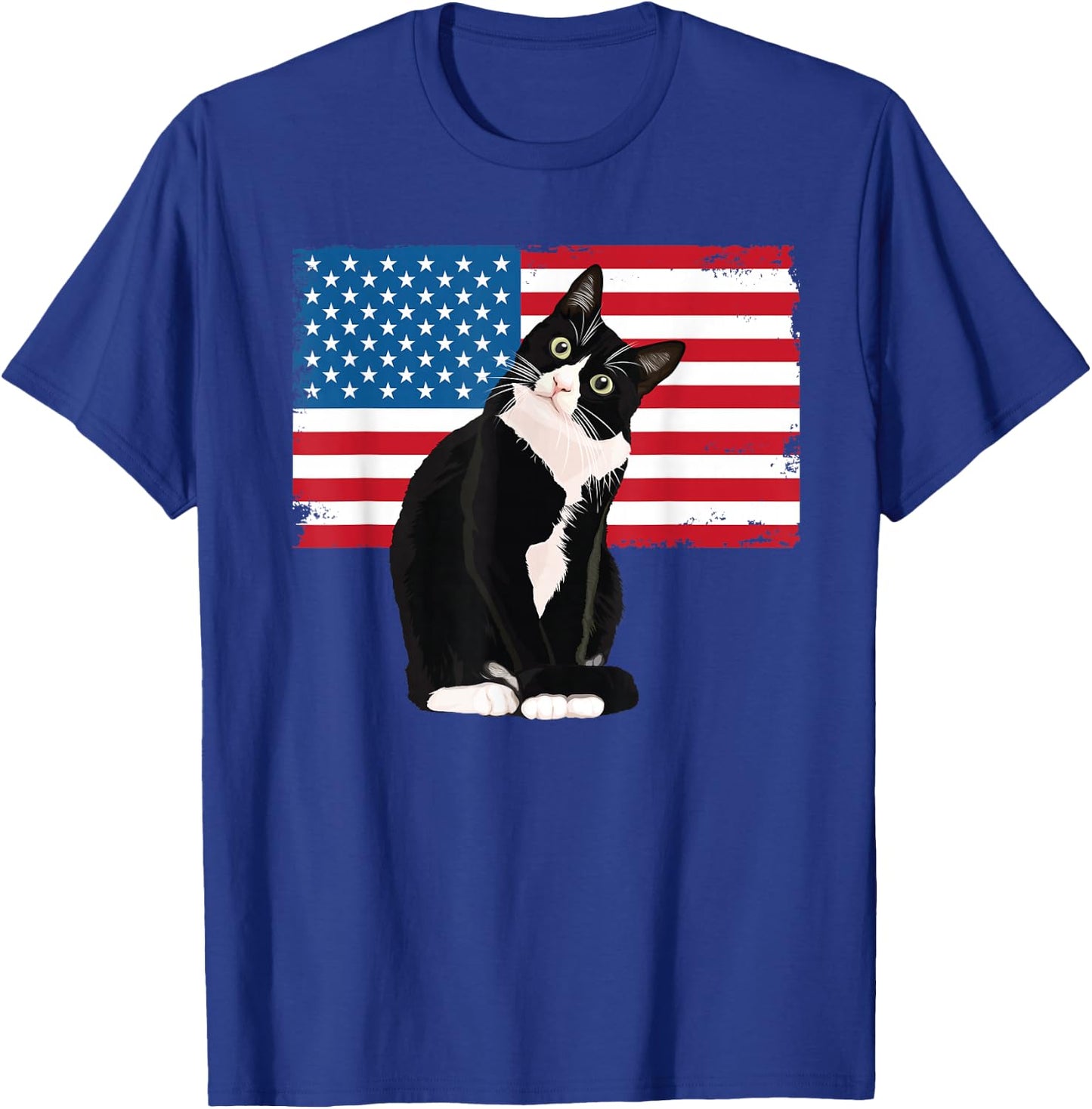 Tuxedo Cat 4th of July Patriotic Gift Adults Kids T-Shirt - T-Shirt | Royal