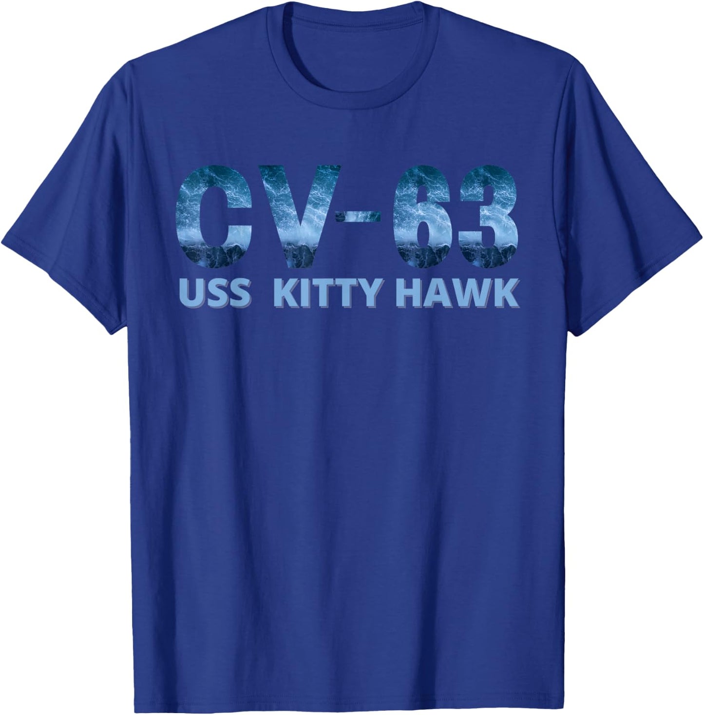 USS Kitty Hawk Blue Camo Aircraft Carrier T-Shirt - T-Shirt | Royal