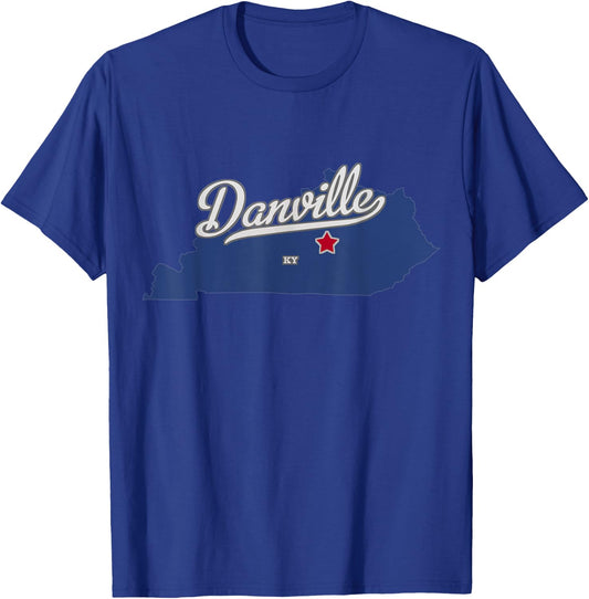 Danville Kentucky KY Map T-Shirt - T-Shirt | Royal