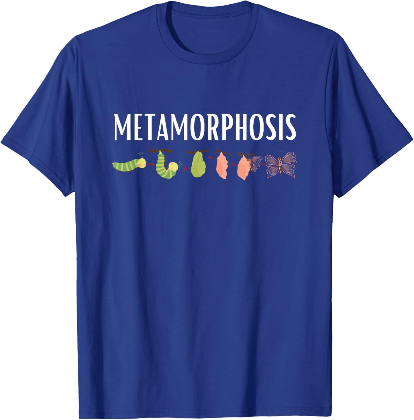 Funny Caterpillar Lifecycle Metamorphosis Monarch Butterfly T-Shirt - T-Shirt | Royal