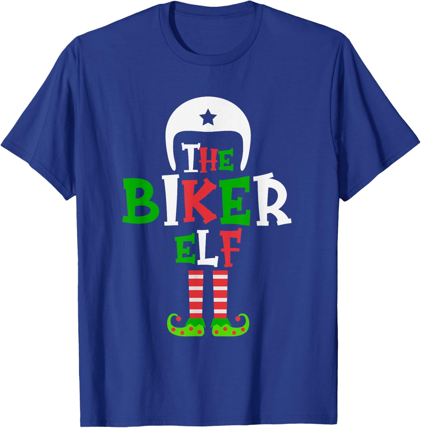 The Biker Elf - Funny Matching Family Group Christmas T-Shirt - T-Shirt | Royal