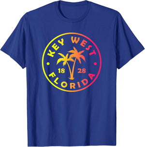 Key West Florida Colorful Palm Tree Tie Dye Boys Girls T-Shirt - T-Shirt | Royal