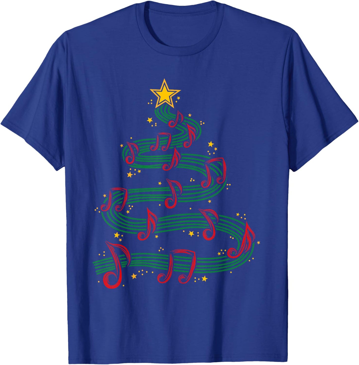 Christmas Tree Musical Notes Song Musician Sing Carols Music T-Shirt - T-Shirt | Royal