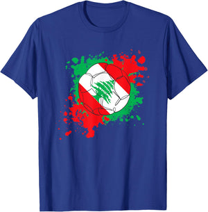 Soccer Ball With The Flag Of Lebanon T-Shirt - T-Shirt | Royal