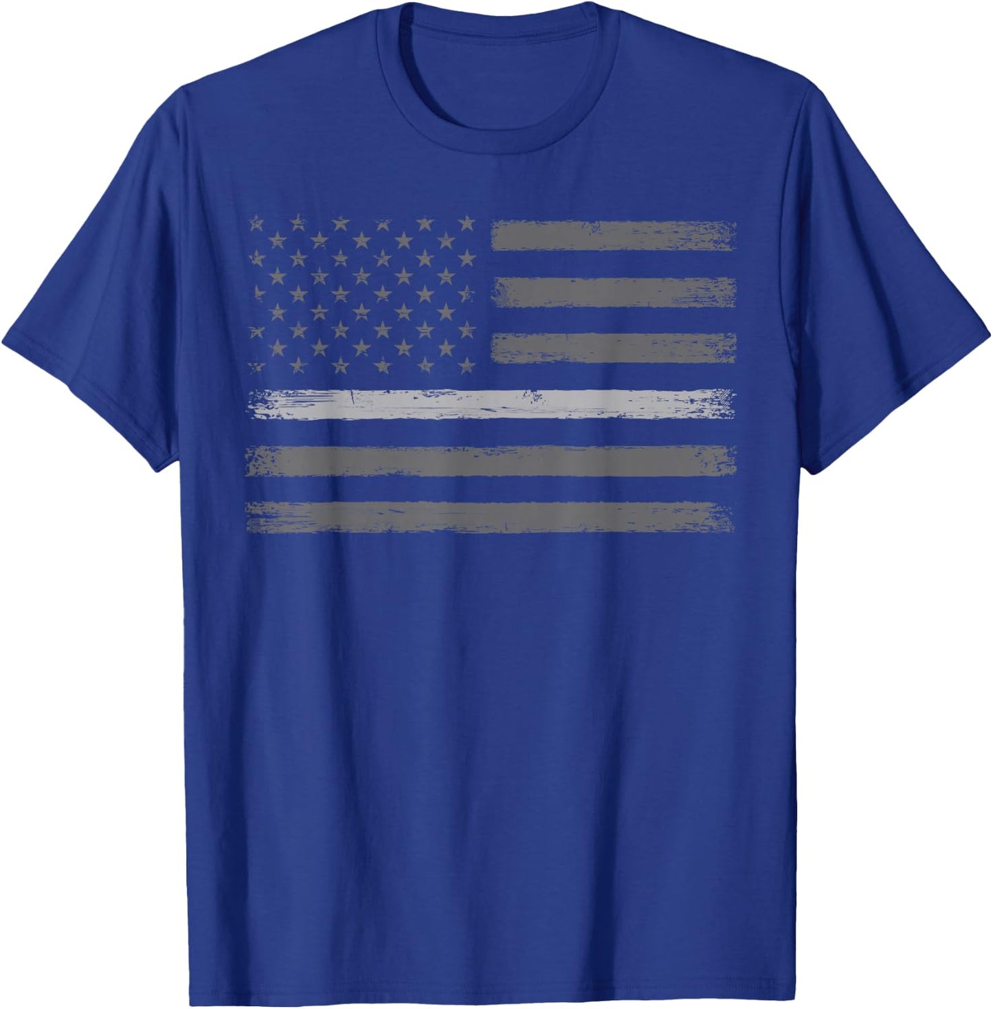 Correctional Officer Gift Thin Silver Line USA American Flag T-Shirt - T-Shirt | Royal