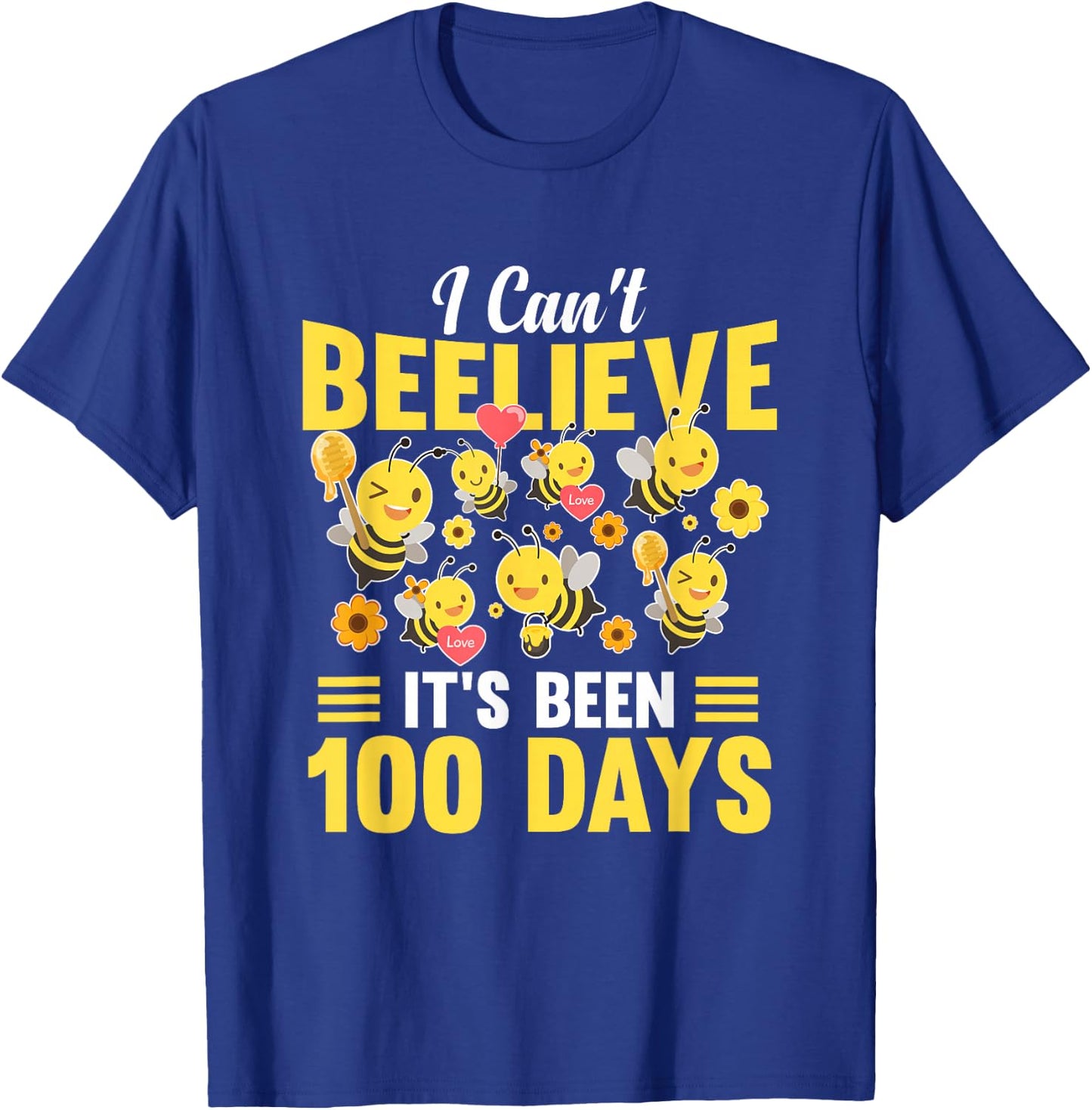 100th Day Of School 100 Days Smarter Learn Boys Girls Bees T-Shirt - T-Shirt | Royal