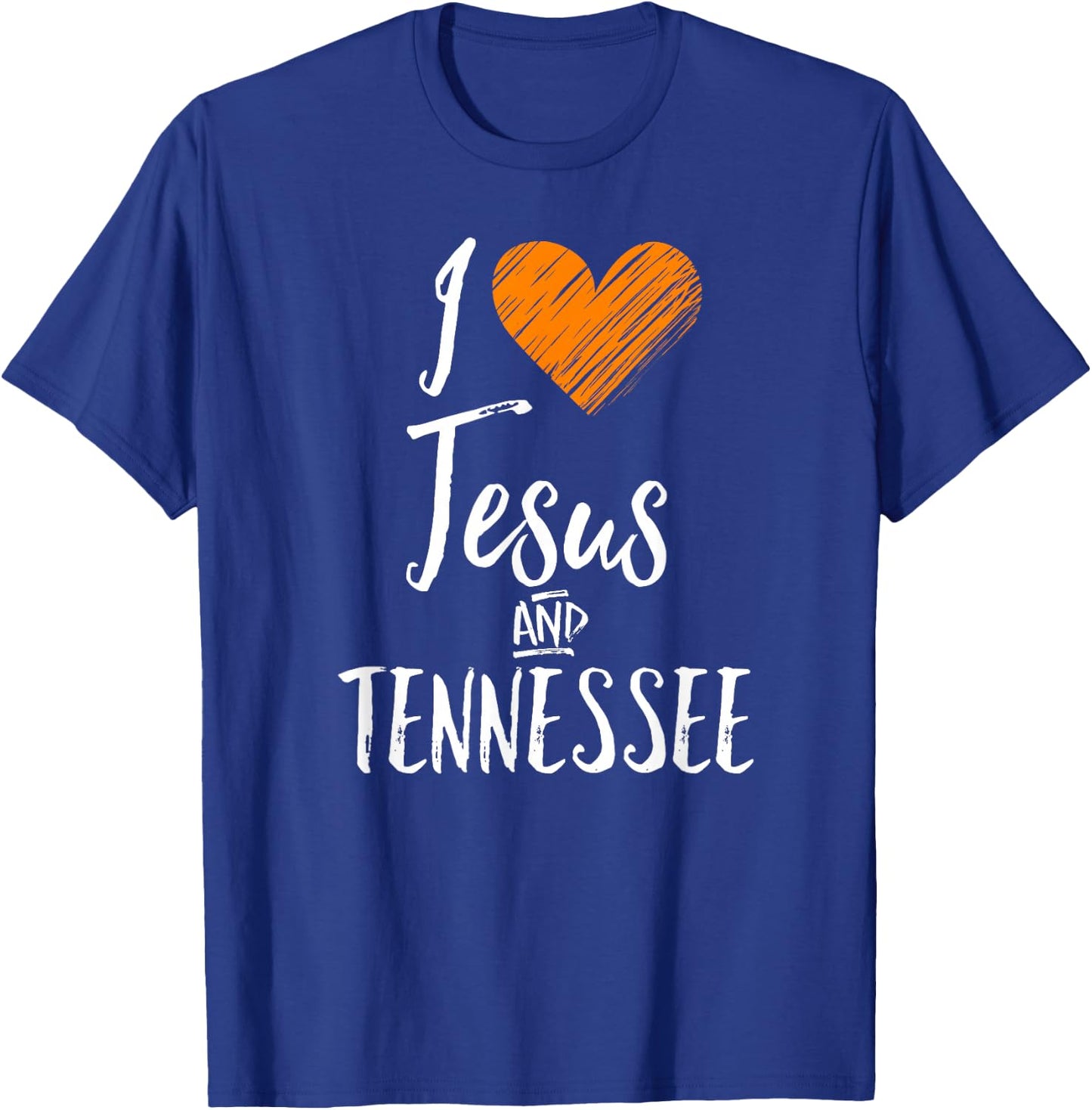 I Love Jesus And Tennessee Shirt Orange Heart Cute Fan Gift T-Shirt - T-Shirt | Royal