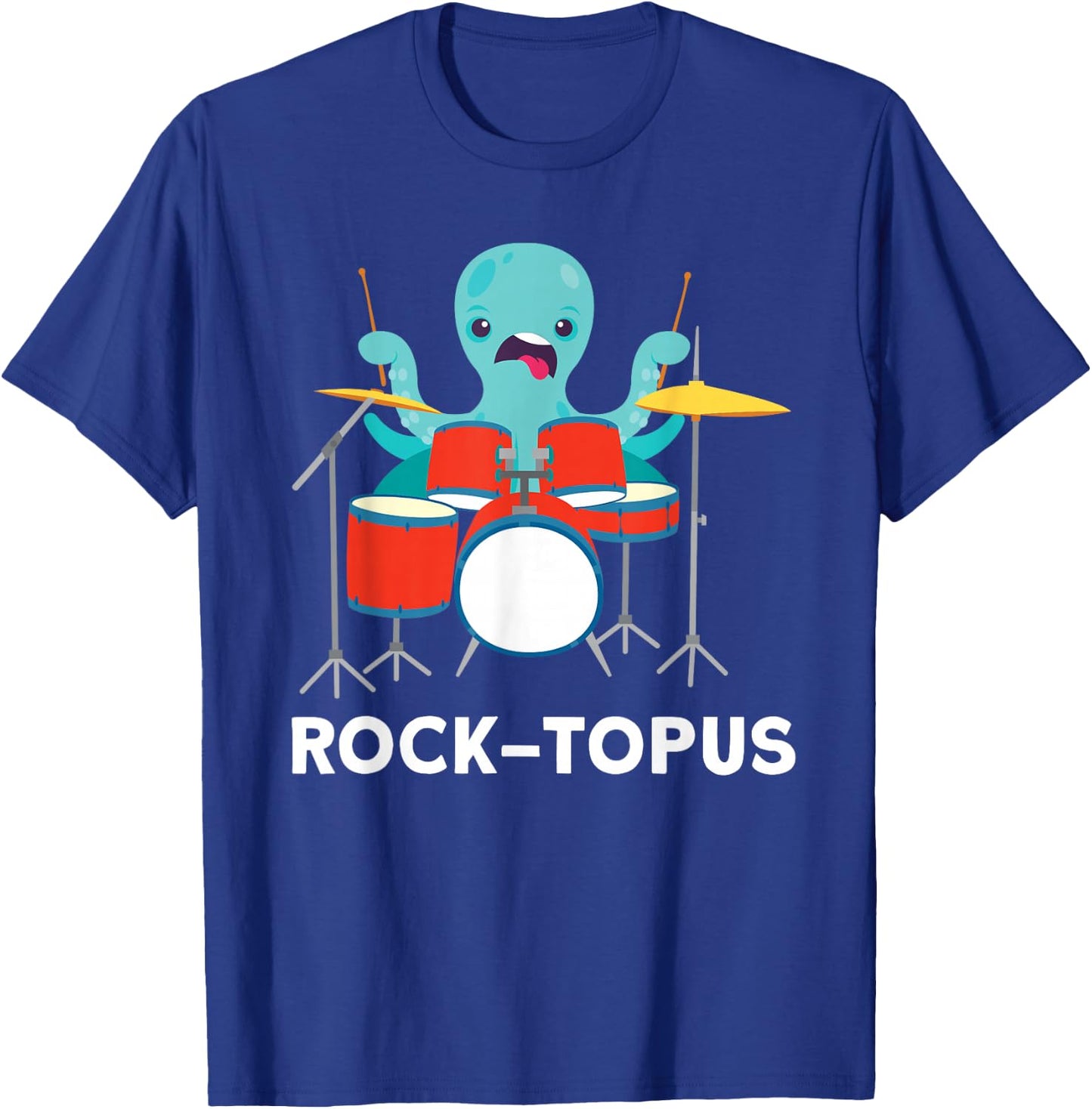Octopus playing Drums Cool Rock Band Drummer T-Shirt - T-Shirt | Royal