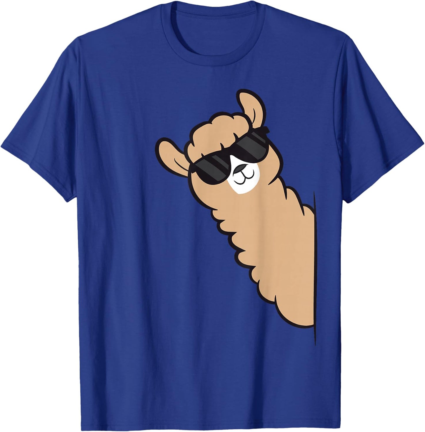 Alpaca Peeking From Side Llama Cool Alpaca T-Shirt - T-Shirt | Royal